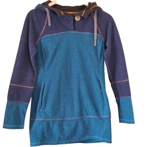 Prana Purple and Teal Hooded Pullover Sweater